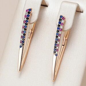 Rose Gold Plated V Shape Cubic Zirconia Drop Earrings